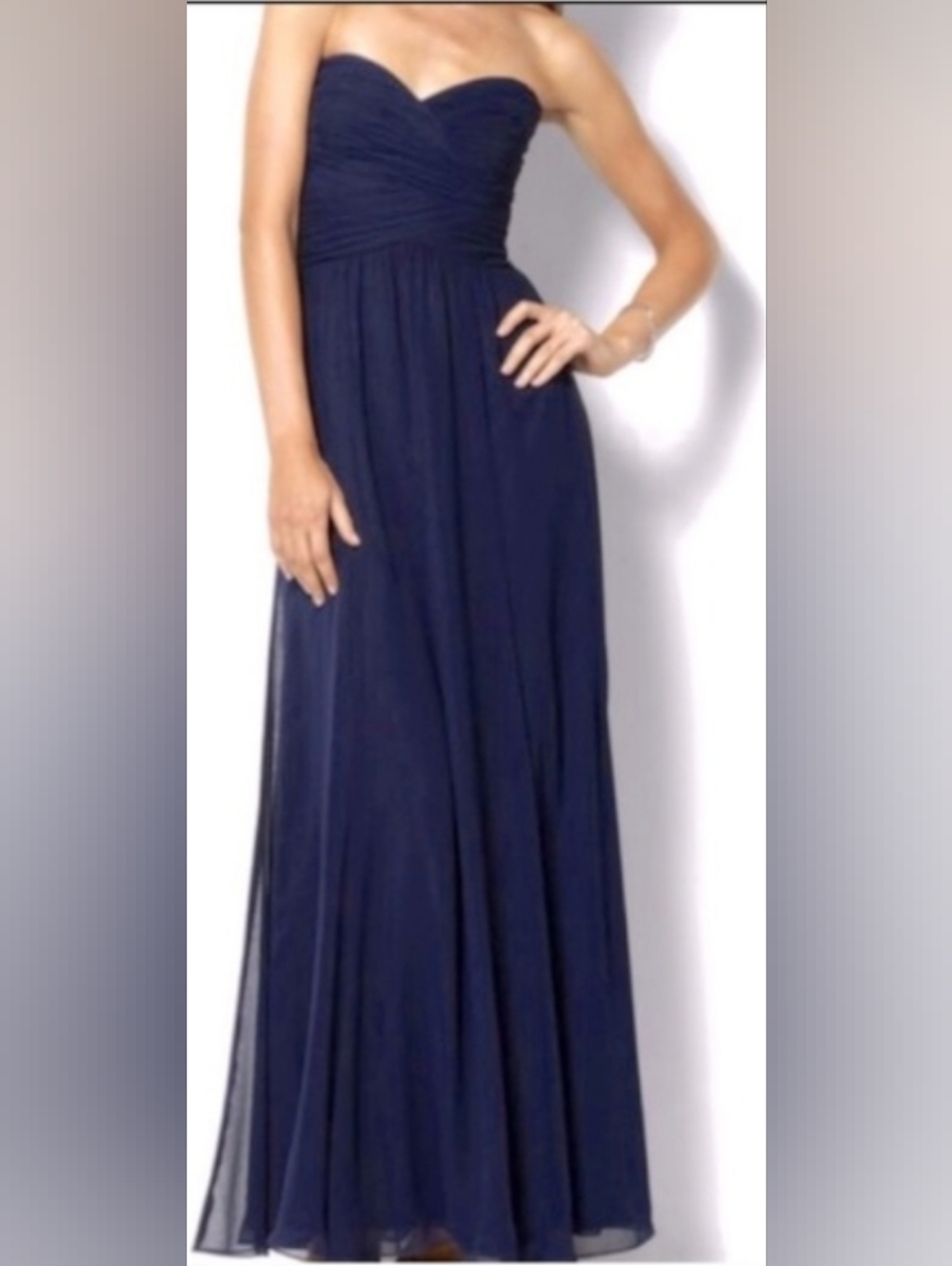 Lauren Ralph Lauren Evening Strapless Navy Chiffon Gown